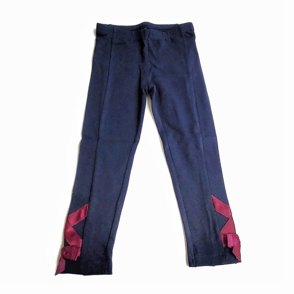 Janie & Jack Ballet Lace Up Leggings 3 Pink Navy - Picture 2 of 4